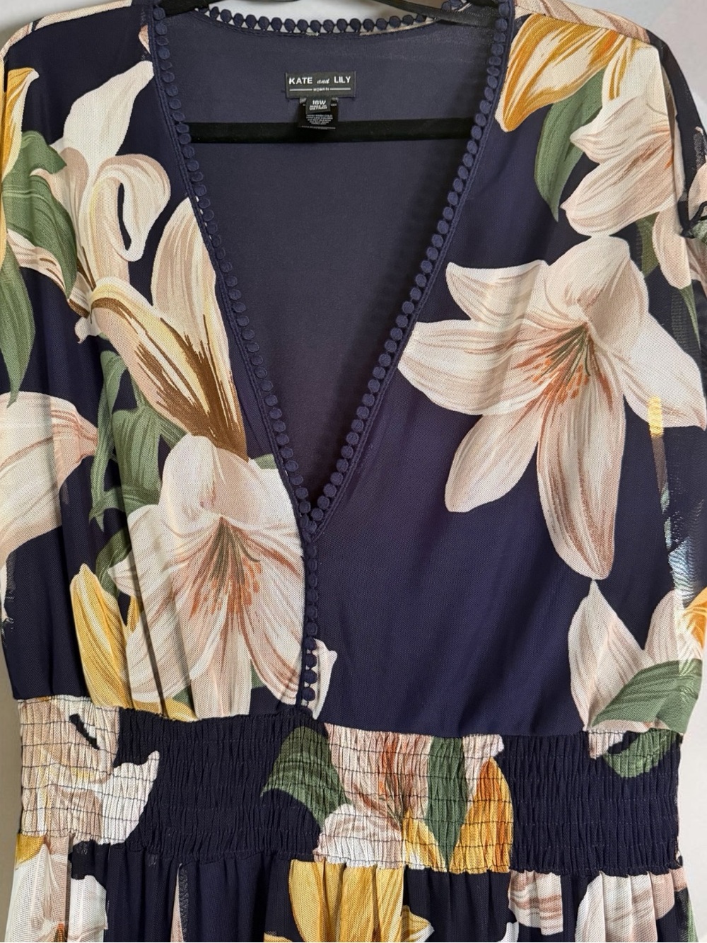 Kate and Lily Navy Floral Maxi Dress with Yellow & White Blooms